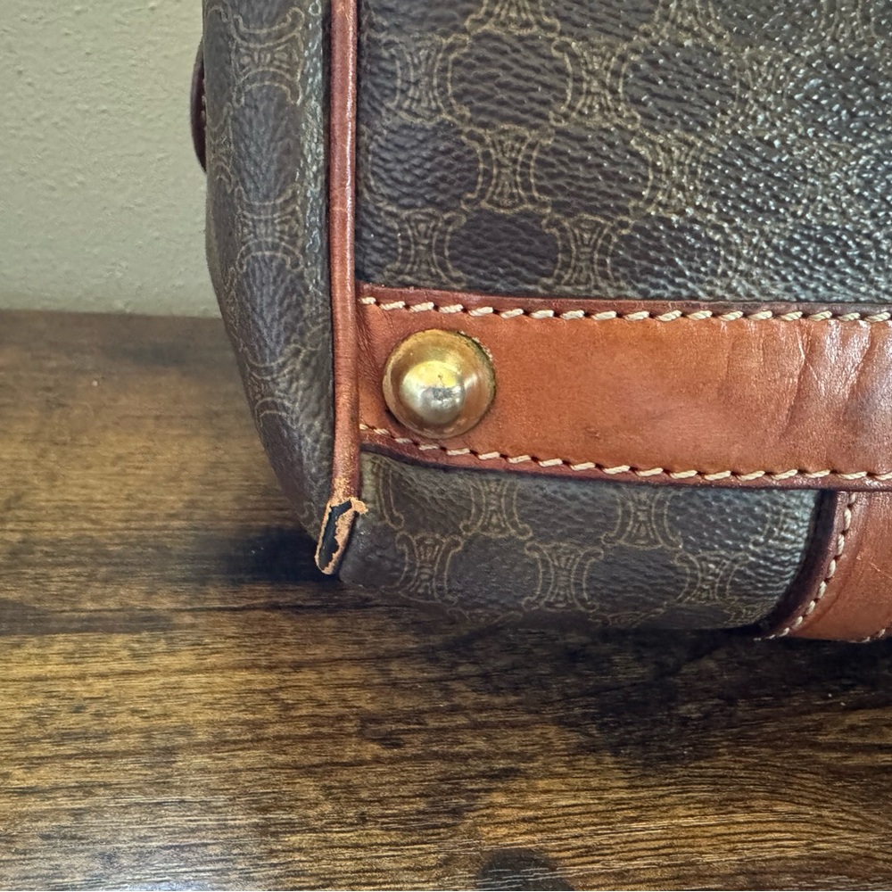 Celine Boston Bag with Structured Design and Leather Accents - Picture 13 of 16